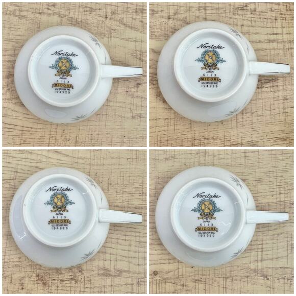 Noritake VINTAGE 60s Midori Japanese Porcelain Saucer Tea Cup Set Bamboo 6113 M2 - Picture 8 of 14